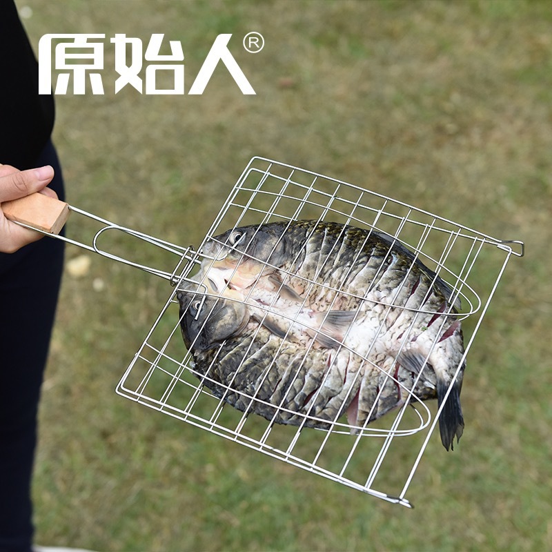 Primitive Outdoor Barbecue Accessories With Handle Grilled Fish Clip Grilled Fish Net Grilled Hamburger Net Grilled Net Tools Supplies