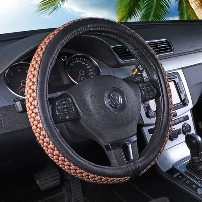 Breathable, Universal for All – Steering wheel cover - brown-knittedleather-double-style-general