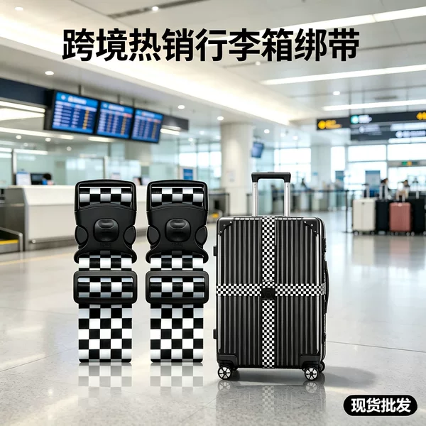 Cross-border best-selling fashion printed luggage straps, no-password lock, packing straps, airport luggage straps, set of two