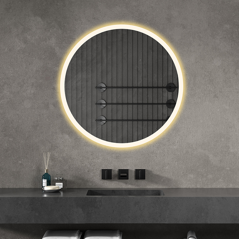 Nordic Round Smart Wall-Mounted Bathroom Mirror with Led Lighting, Touch Screen, and Defogging Function