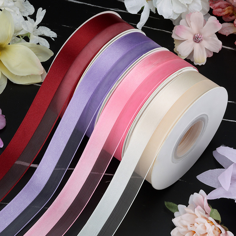 Huaxi medio satén medio satén de seda cinta floral empaque diy regalo cinta floral material de envoltura floral