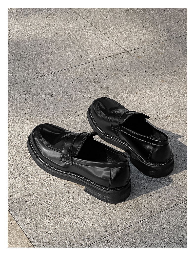 Mocassini casual da uomo ShoeVault in pelle con suola spessa, stile britannico alla moda, slip-on con rialzo, adatti per il lavoro e l'ufficio_voghion.com