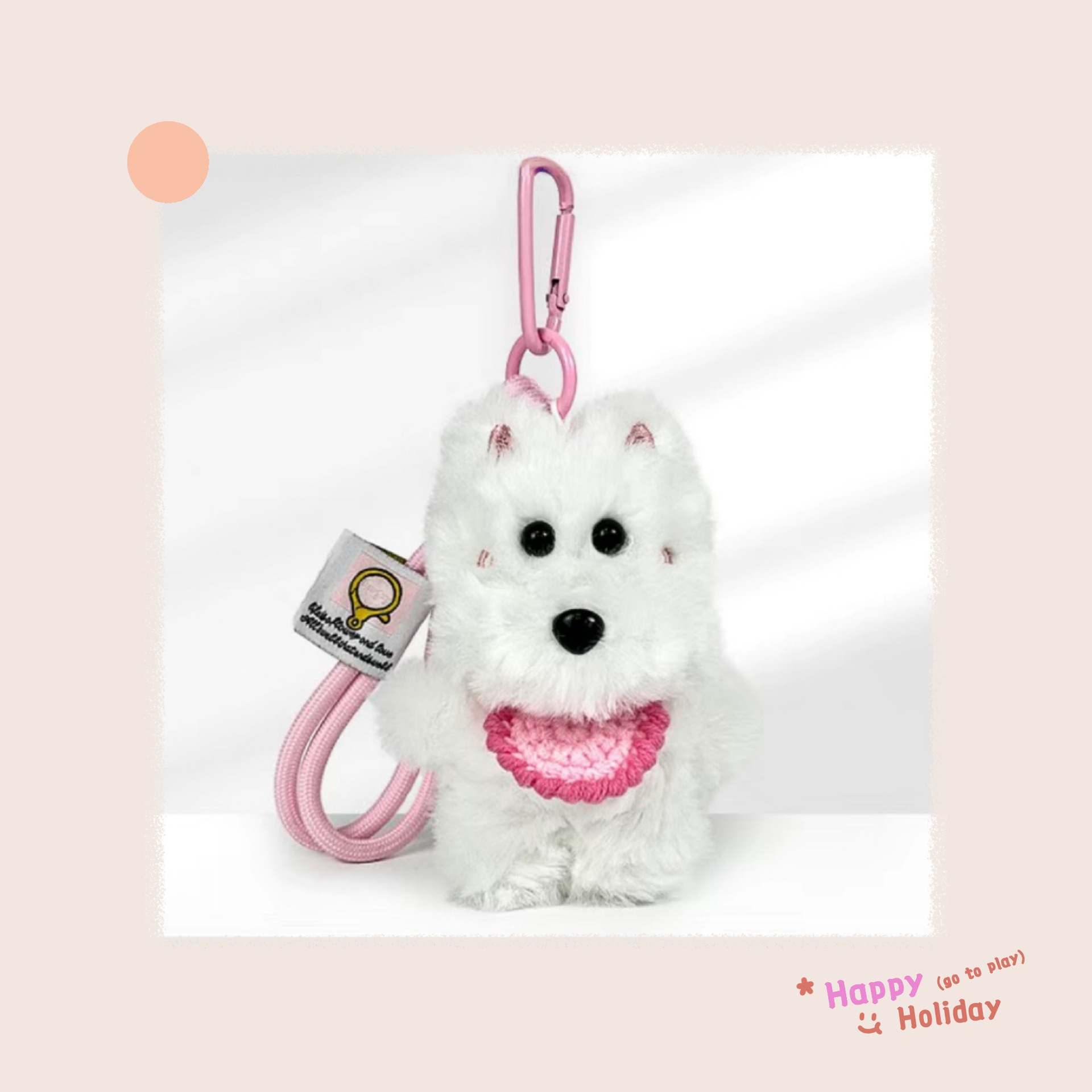 Pequeño libro rojo con peluche West Highlands perros colgantes de bolsa de gancho tejido a mano mini baudoles toallas de saliva muñecas de perros