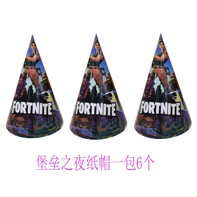 Amazon Venta caliente juego tema partido tire bandera plato de papel vajilla traje decoración del partido traje fortaleza noche