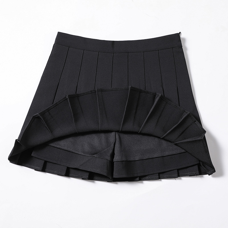 Pleated Skirt Short Skirt Women's Summer and Korean Edition High Waist Plaid Autumn and Winter New Anti Walking Light Show Thin JK Black A-line Half length Skirt