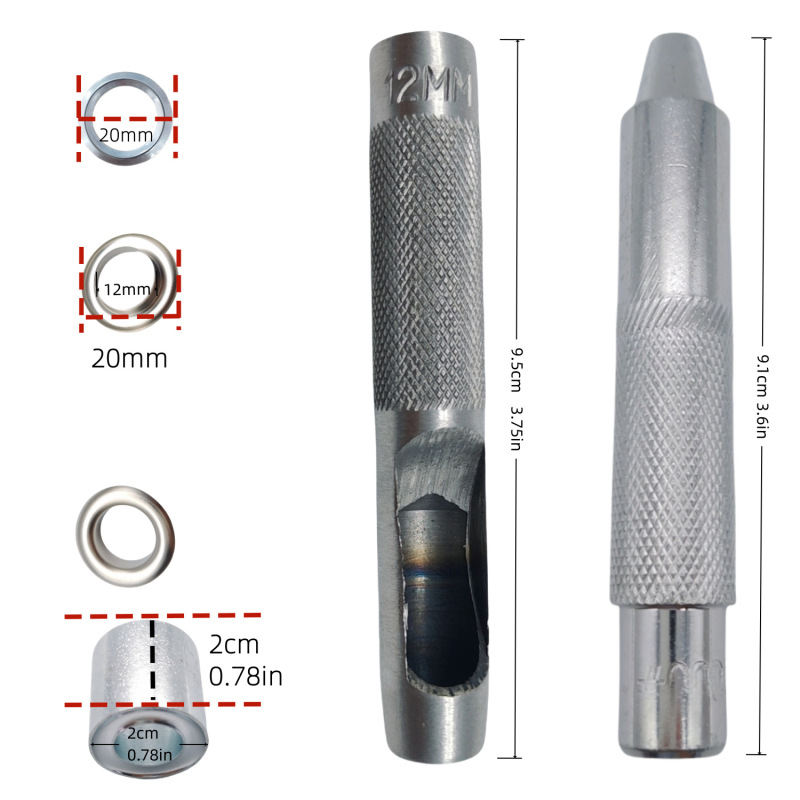 跨境120套装12mm气孔扣安装工具帆帐篷布打孔铜金属鸡眼扣气眼扣|undefined