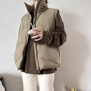 2024 Autumn and Winter Fashionable Wear Lightweight Warm Cotton Corn Fiber Cotton-padded Jacket with Vertical Collar Vest Women's Coat