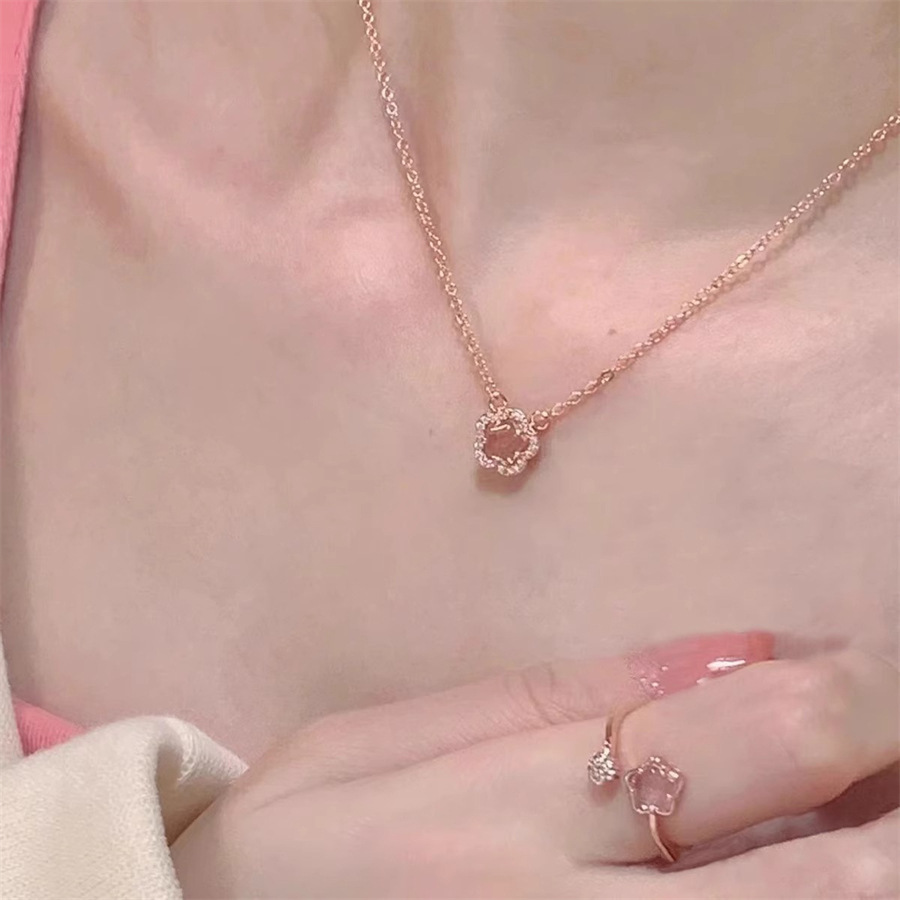 浪漫櫻花項鍊女2025新款精緻百搭頸鏈輕奢高級小眾設計感鎖骨鏈潮