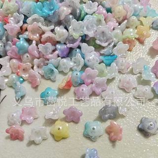 马贝渐变幻彩铃兰花串珠 diy发簪手机链喇叭花吊坠小花朵散珠配件