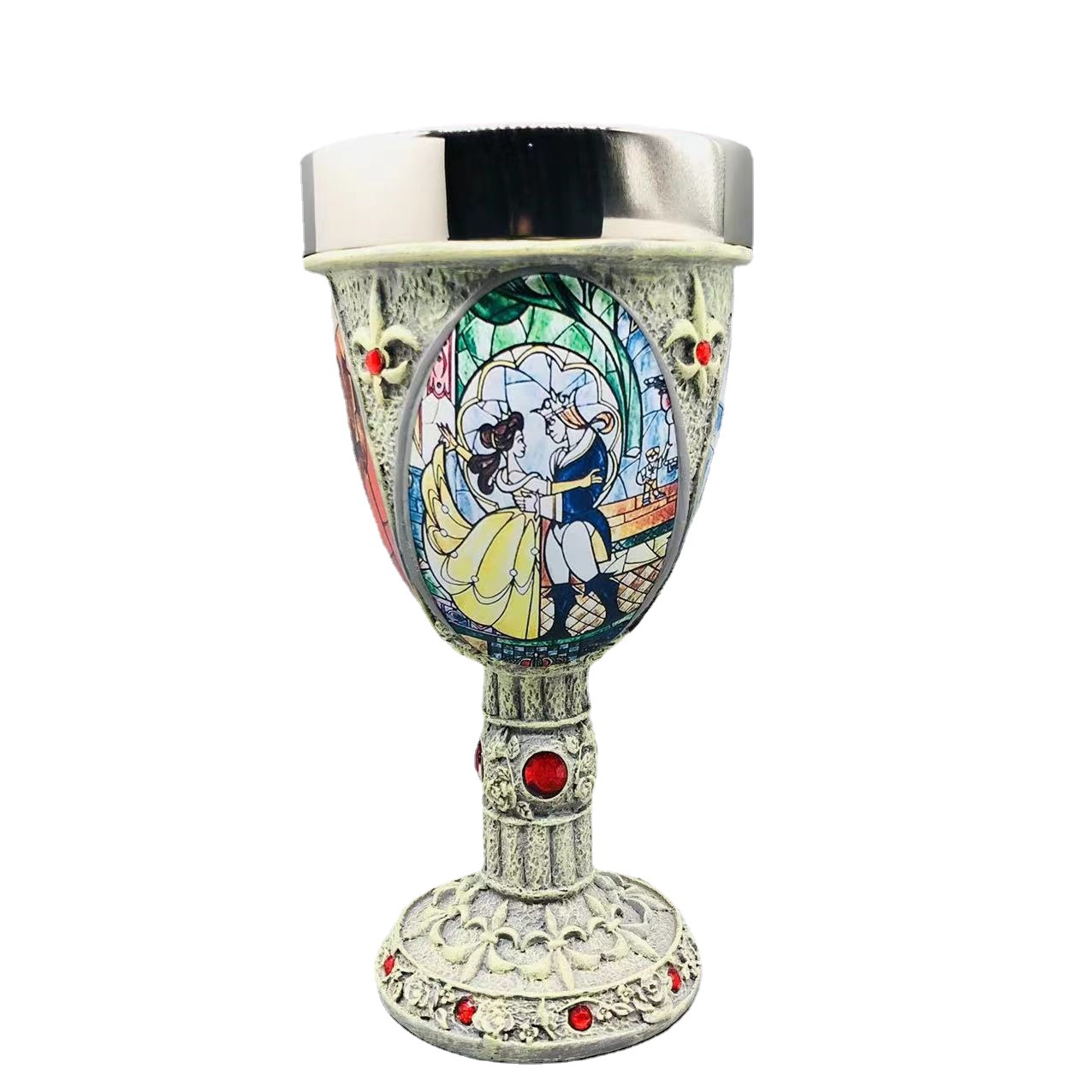 Belleza y Bestia Copa copa de vino tinto taza de acero inoxidable pareja decoración titular de la pluma caja de almacenamiento