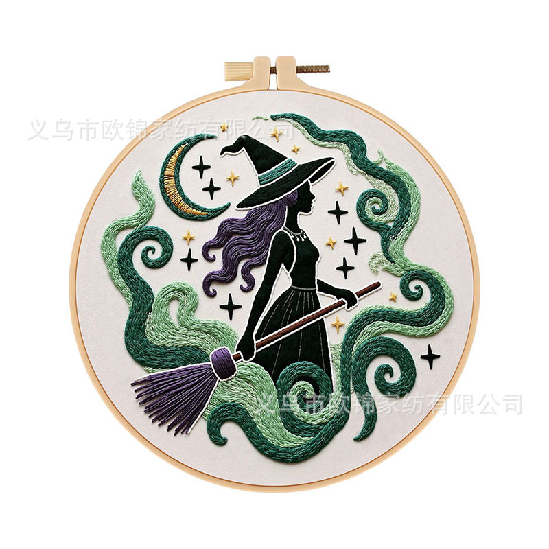 Nuevo producto bruja bordado DIY material hecho a mano kit de paquetes de bordado KIT Inglés transfronterizo