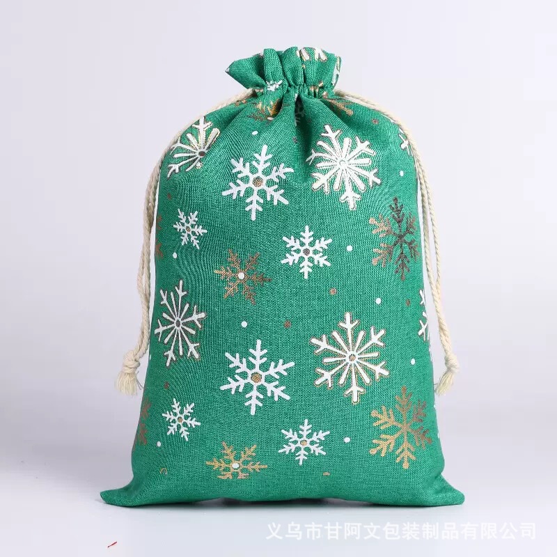 国境を越えた新しいクリスマス麻布箔押しギフト布袋雪花・ヘラジカ・細麻クリスマスロープポケット|undefined