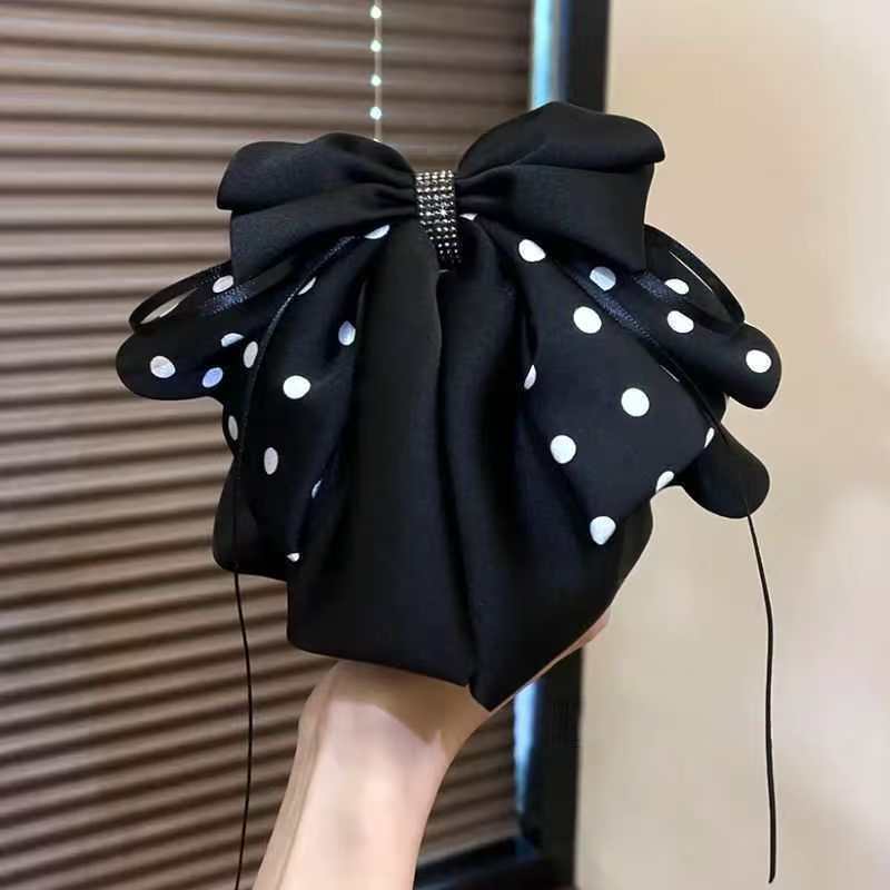 검은 물방울무늬 리본 [집게핀]