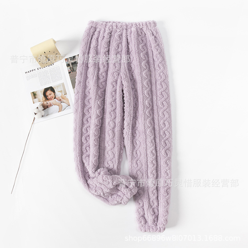 Pantalones de pijama de franela de coral de dibujos animados, pantalones de pijama de hombre, pantalones de invierno de otoño de mujer, pantalones caseros