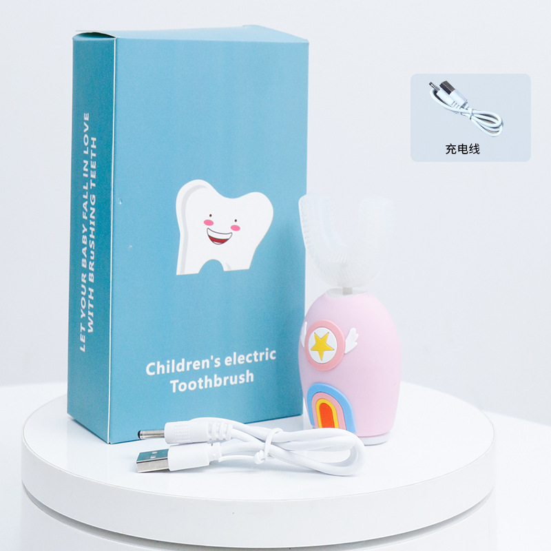 子供用電動歯ブラシ U 字型シリコン歯ブラシベビー充電式 U 字型防水歯ブラシ 2-6-12 歳の子供の歯磨き|undefined
