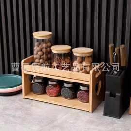 木质家用厨房调味料收纳架双层阳台多肉储物架桌面化妆品整理架