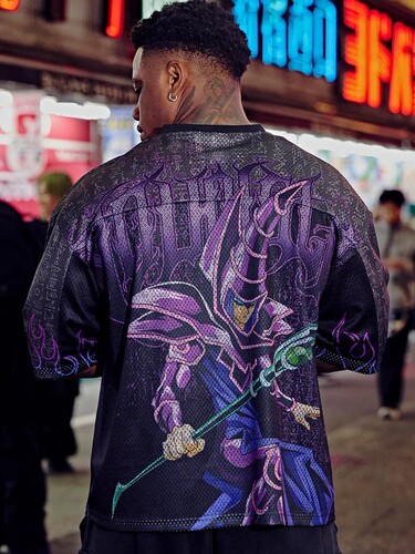 American YOUNGLA Co-branded Yu-Gi-Oh Game of Thrones Oversized T-shirt Fitness Sports Loose Holes Casual Short Sleeve