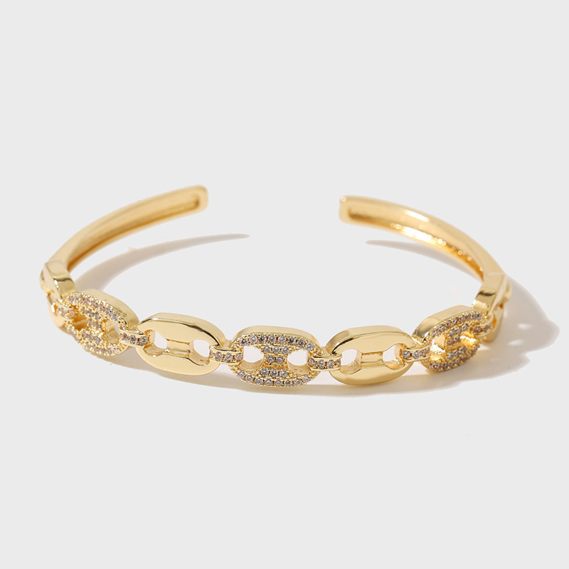 copper inlaid zircon simple open bracelet jewelry accessories Nihaojewelry