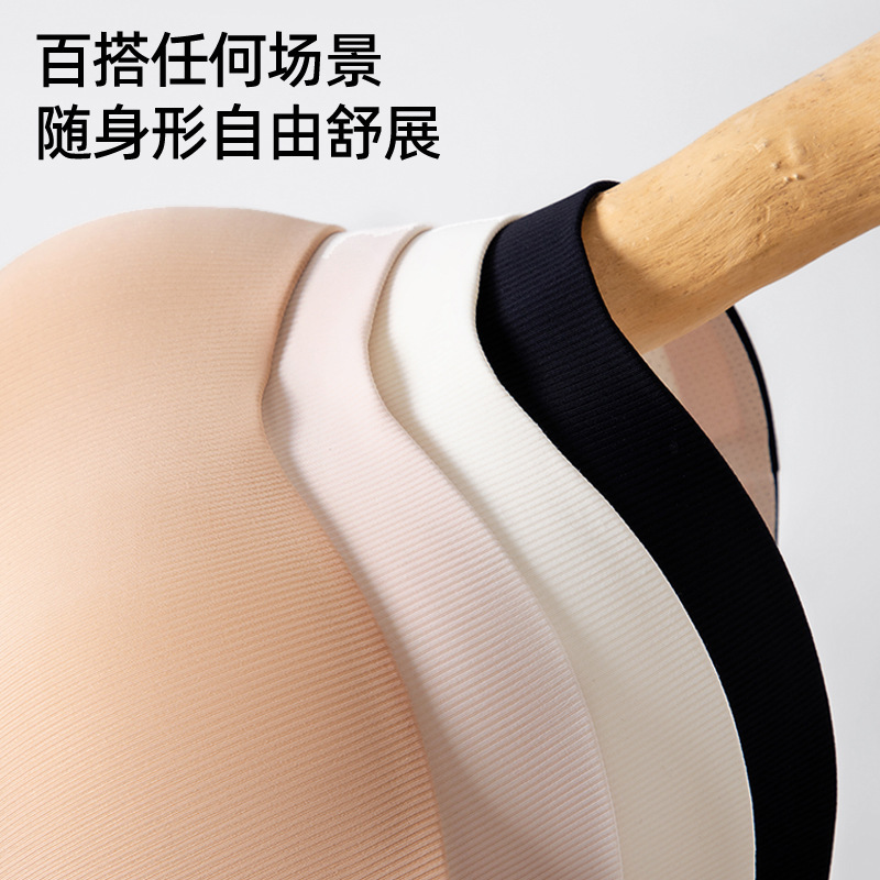 抗菌裸感稳稳杯防滑聚拢无肩带粉底液内衣女大胸显小运动外穿抹胸|undefined