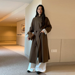 MOXI 十三行女装2025秋季韩系风衣外套女加长款立领女式风衣外套