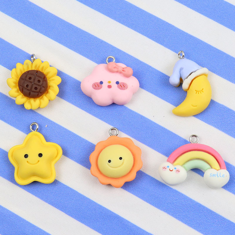 Resin Small Fresh Sun Rainbow Clouds Flower Earrings Pendant Keychain Pendant DIY Jewelry Accessories Resin Small Fresh Sun Rainbow Clouds Flower Earrings Pendant Keychain Pendant DIY Jewelry Accessories