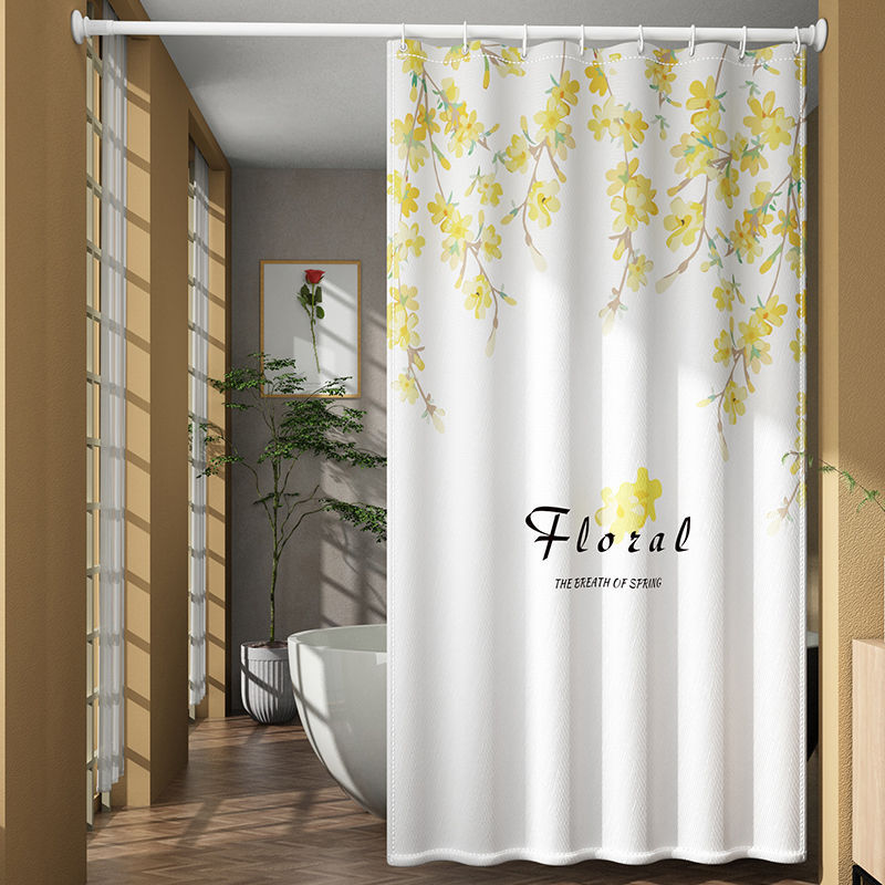 Cortina de ducha poliéster Amazon popular Impresión digital baño húmedo y seco partición impermeable