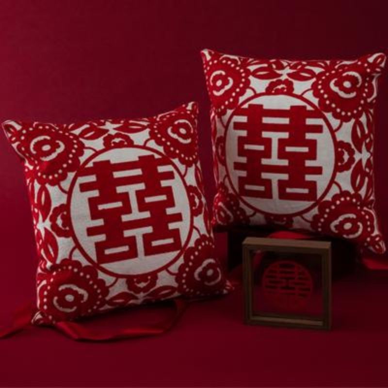 Happylove Wedding Gift Wedding Pillows a Pair of Wedding Celebration Wedding Room Decoration Red New Model Amazon