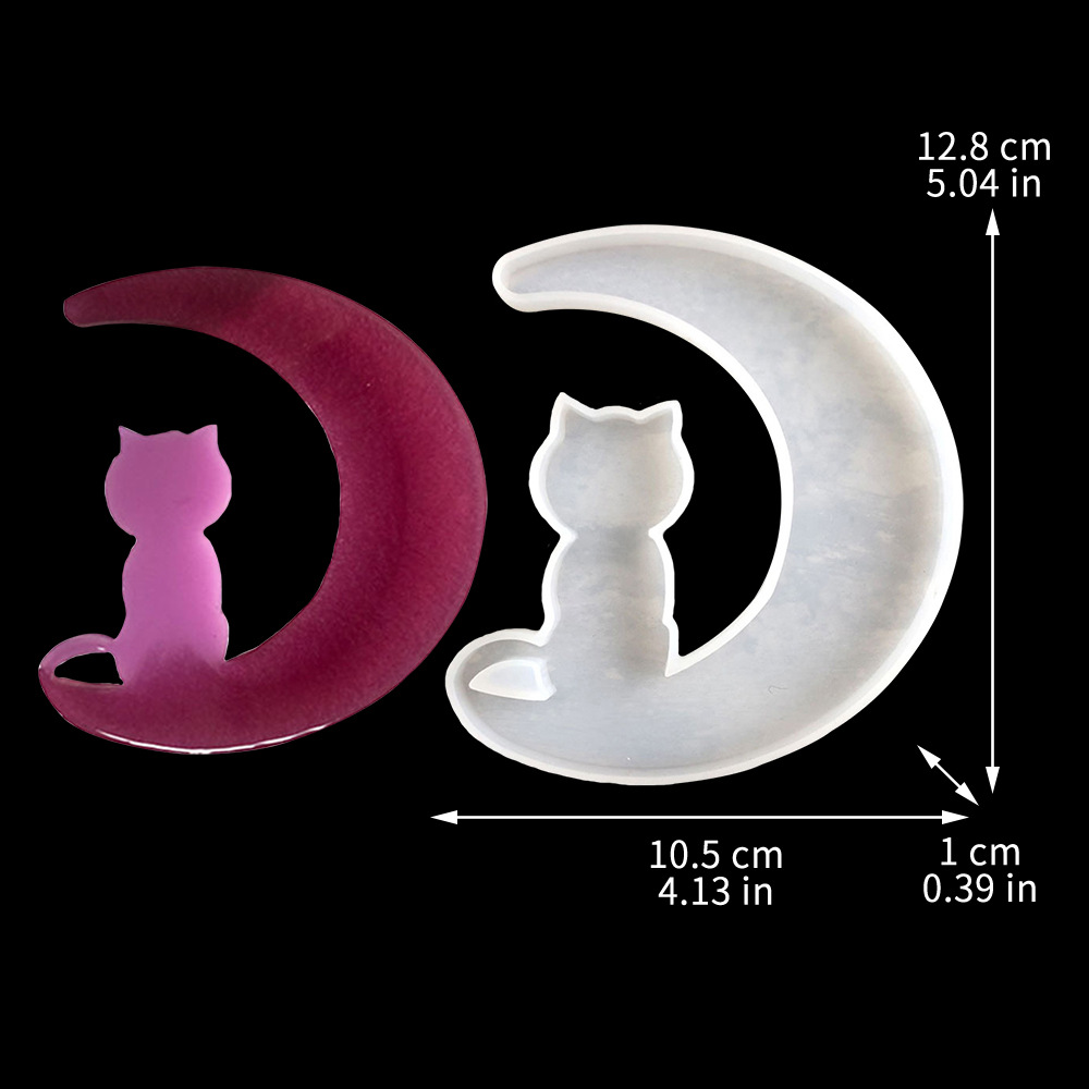 Chica en la Luna, cola de pez, Lobo, espejo de gato epoxi molde de silicona
