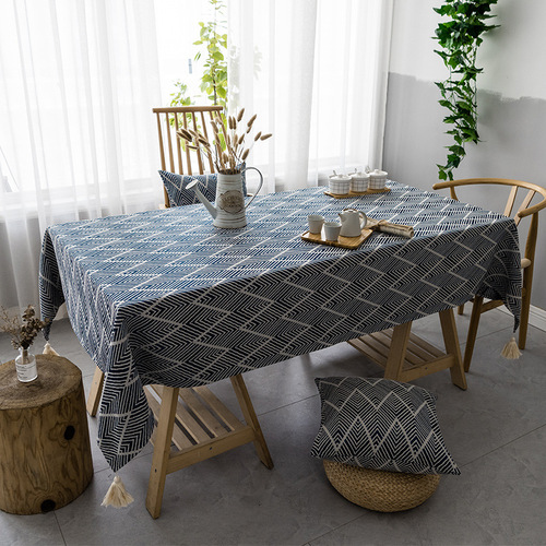 Japanese cotton and linen fabric trendy Instagram coffee table runner Nordic geometric modern light luxury literary home tea table cover