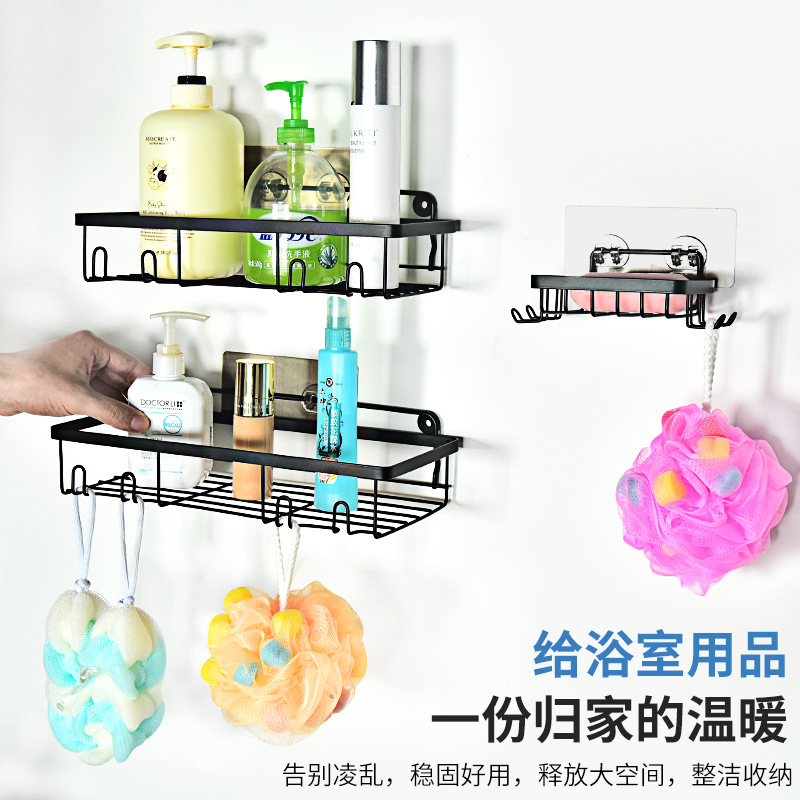 Estante de almacenamiento de baño de acero inoxidable Artículos de tocador de baño sin perforar Estante de almacenamiento montado en la pared Gel de ducha Estante de jabón