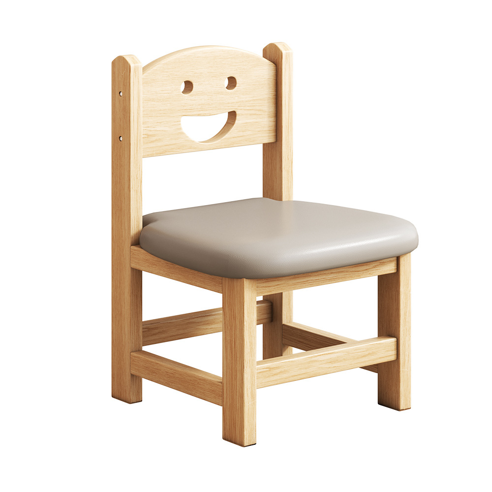 Taburetes de madera maciza sonrientes caseros respaldos silla sala de estar gruesa taburetes resistentes y duraderos para bebés taburetes bajos