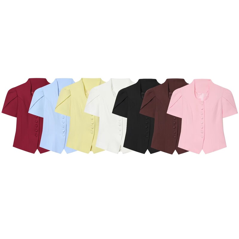 Cross-Border Wholesale Women's New Style Lace Patchwork Single-Breasted Slim-Fit Short-Sleeve Blazer Cross-Border Wholesale Women's New Style Lace Patchwork Single-Breasted Slim-Fit Short-Sleeve Blazer