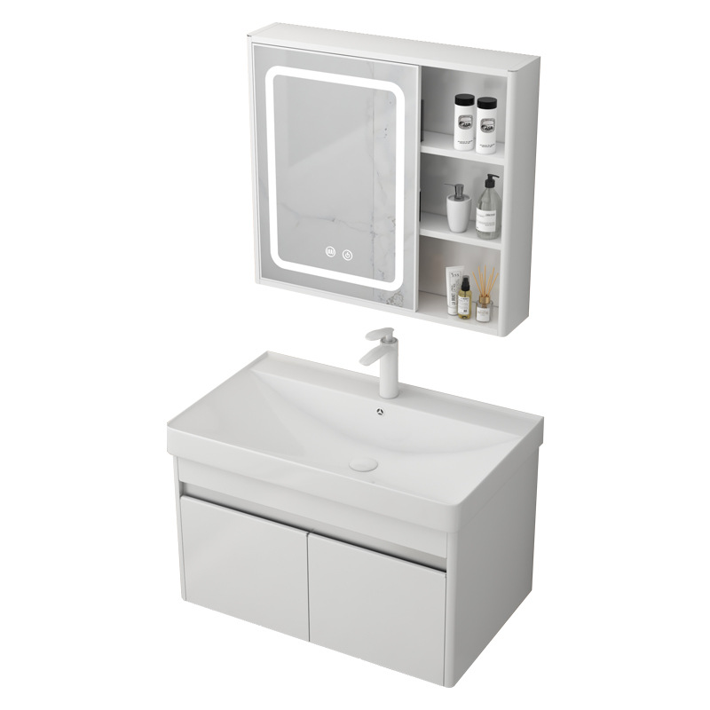 gabinete de baño de acero inoxidable combinado lavabo de baño armario lavabo de arco circular lavabo de cerámica lavabo integral lavabo