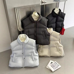 2025秋冬新款90白鸭绒羽绒服女泡芙马甲宽松百搭立领短款马夹外穿