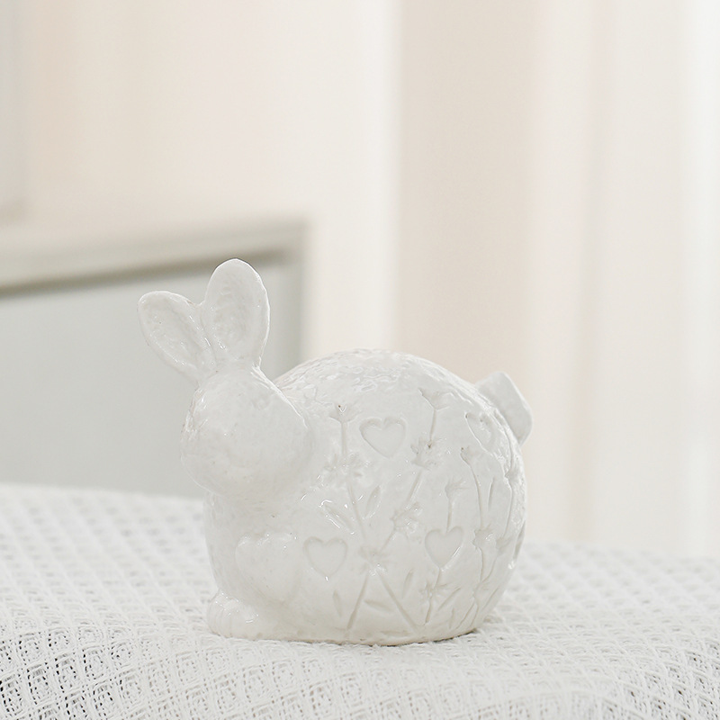 Nórdico abstracto pascua adorable conejo decoración animal blanco minimalista cerámica hogar al por mayor transfronterizo