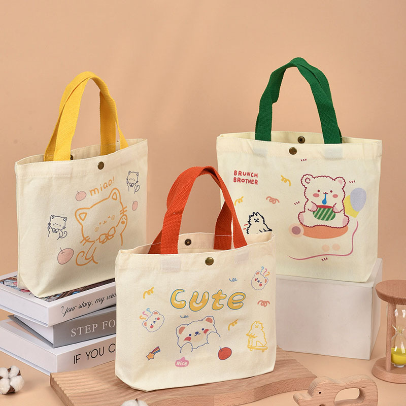 Estilo coreano ins estilo mano regalo pequeño bolso de lona portátil en blanco bolso artístico estudiante hombro bolsa de lona personalización