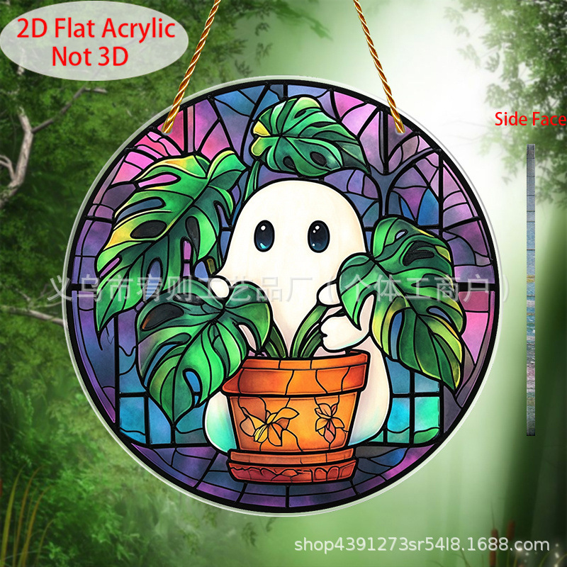 2d万圣节幽灵亚克力窗户悬挂装饰，植物爱好者的礼物  哥特风|undefined