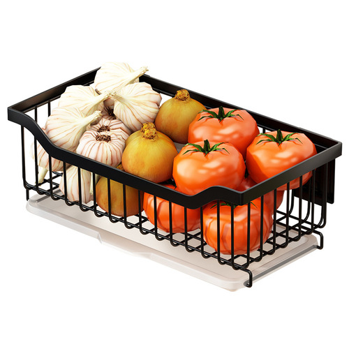 Wall-mounted kitchen shelf, spice rack, storage organizer, stainless steel no-drill hanging rack, vegetable rack, and fruit display stand