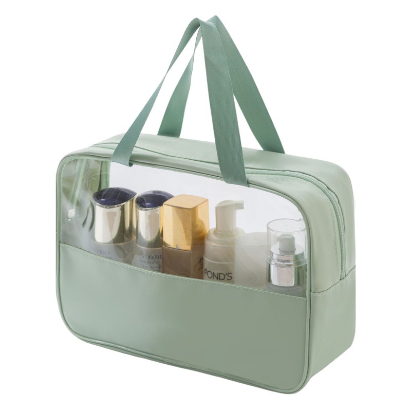 Pu Cosmetic Bag Satchel Waterproof Large Capacity Toiletry Bag Transparent Cosmetic Cosmetics Bag Travel Cosmetics Bag