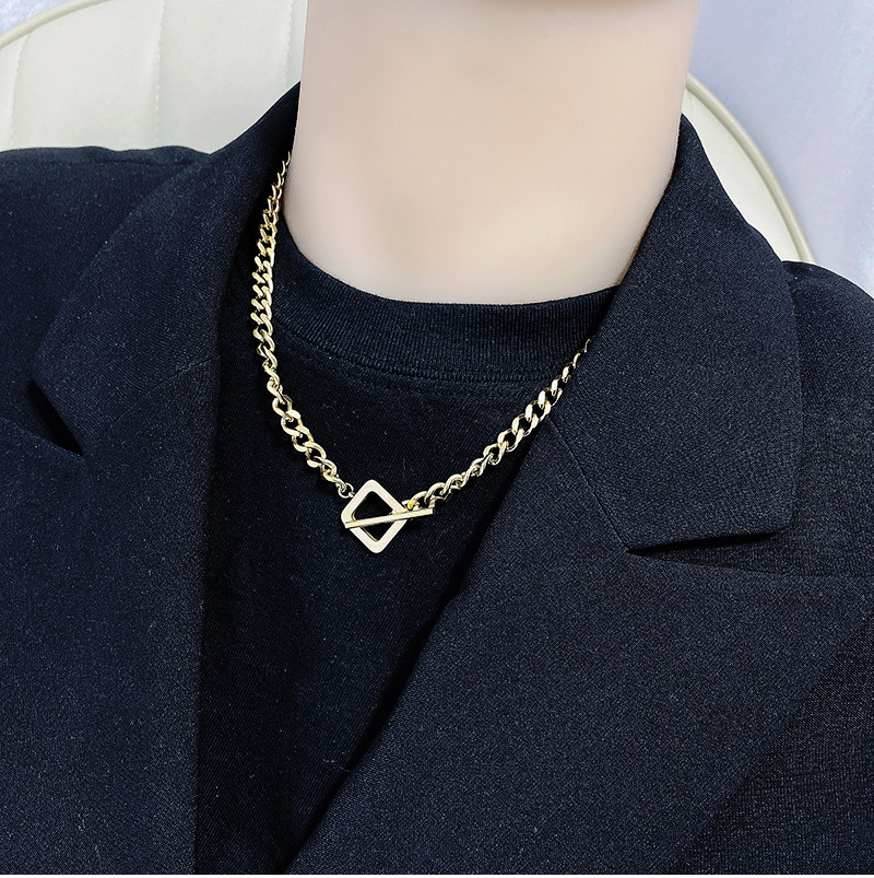 fashion simple titanium steel necklace plated 18K gold clavicle chain