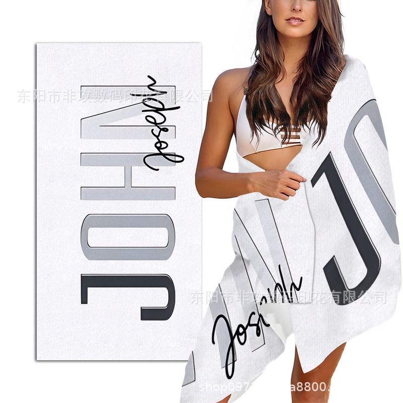 Cross Border TIMU Personalized Beach Towel Absorbent Beach Towel Couples Friends Family Gift Microfiber