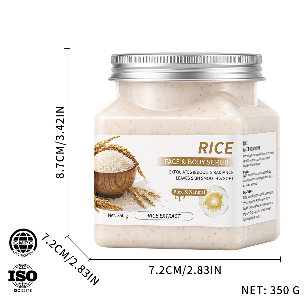 Rice scrub 350g [packing quantity: 72pcs/ctn, preferred source for foreign trade…