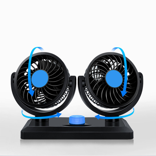 Cross-border hot selling car fan, car double-head summer USB electric fan, car cigarette lighter, portable car
