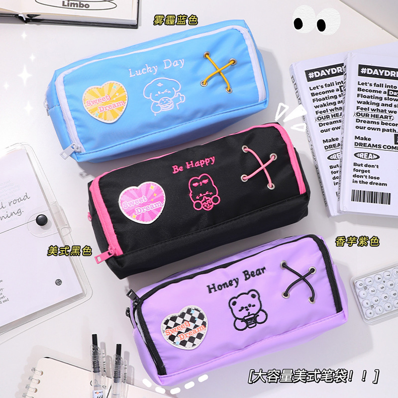 2024 inicio escuela temporada gran capacidad lápiz estudiantes americano papelería caja portátil clasificación bolsa niñas lápiz caja al por mayor