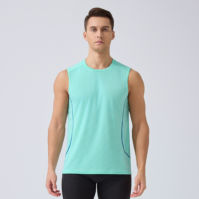 Chalecos deportivos transfronterizos chalecos europeos y estadounidenses delgados chalecos de secado rápido en verano, hombres corriendo Fitness camiseta sin mangas transpirable Top image 9