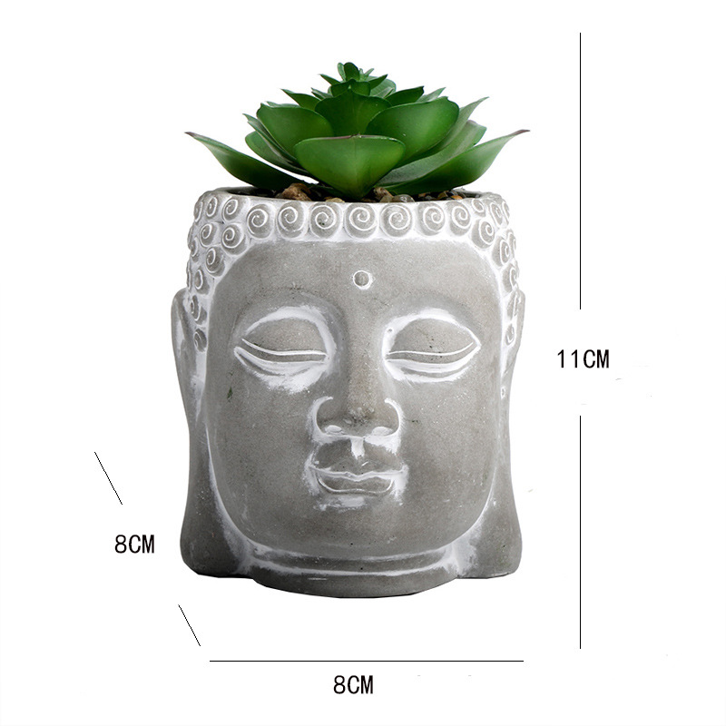 Cabeza de Buda de cemento medio