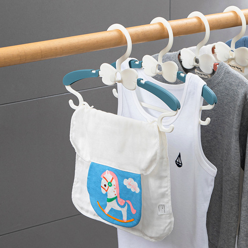 10-pack retractable children's clothes hanger baby household multi-functional traceless baby clothes support child clothes drying rack