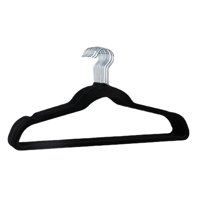 Flocado estante de ropa al por mayor posición colgante flocado percha de ropa Exportación de comercio exterior sin costura flocado percha de ropa