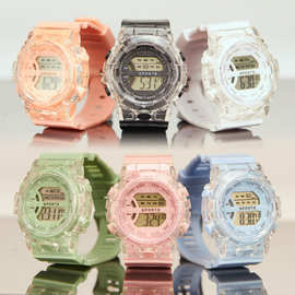 592工厂现货新款彩色男女运动手表透明表带防水时尚电子手表潮流