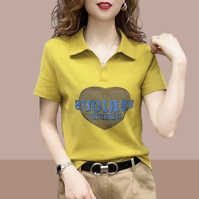 [95% Cotton, 5% Spandex] New niche design polo collar thin short-sleeved T-shirt, versatile and stylish for summer.